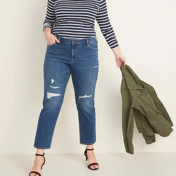 New Mid-Rise Power Slim Straight Distressed Jeans - Picture 3 of 6